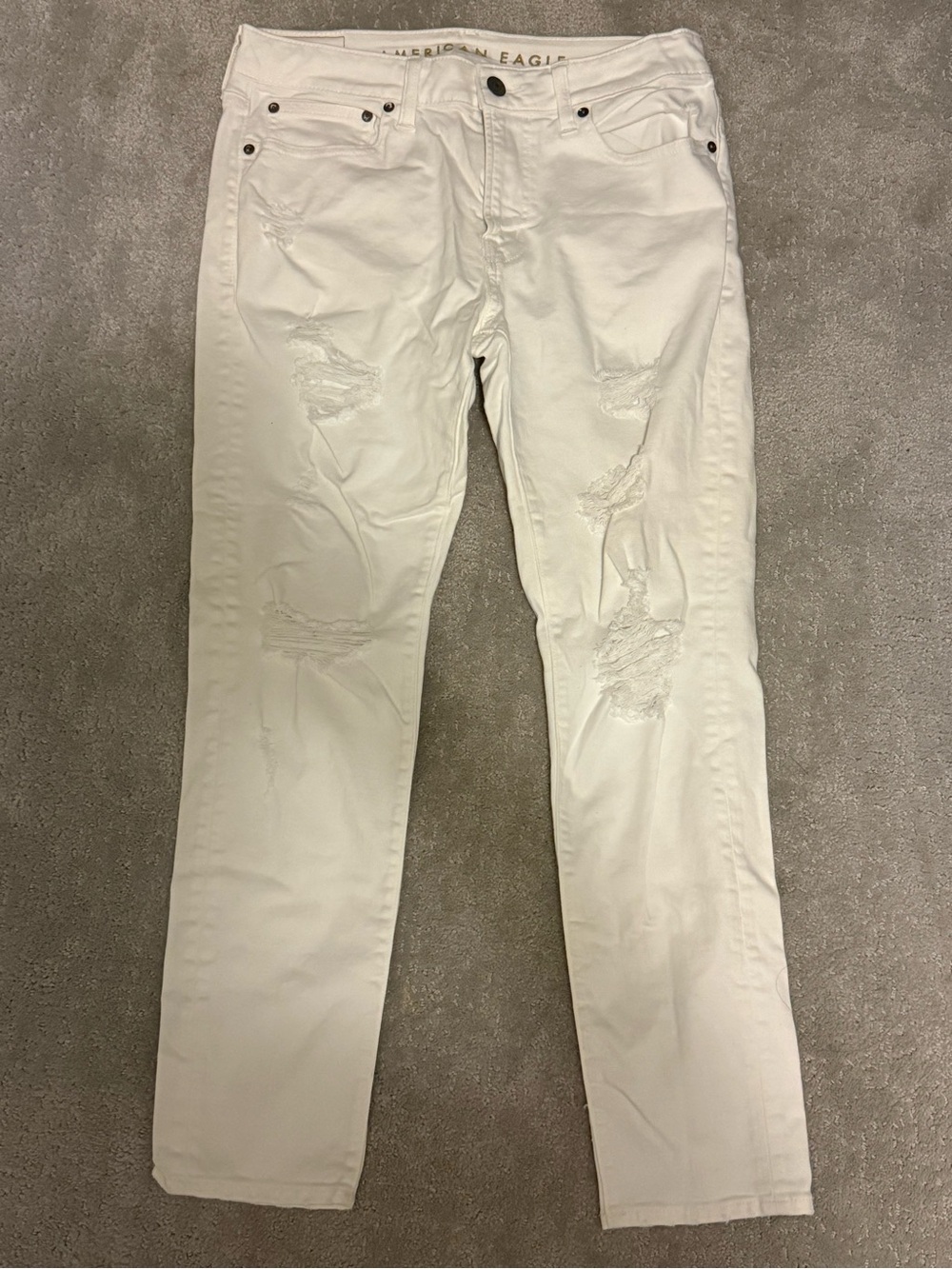 American Eagle Outfitters White Distressed Skinny Jeans